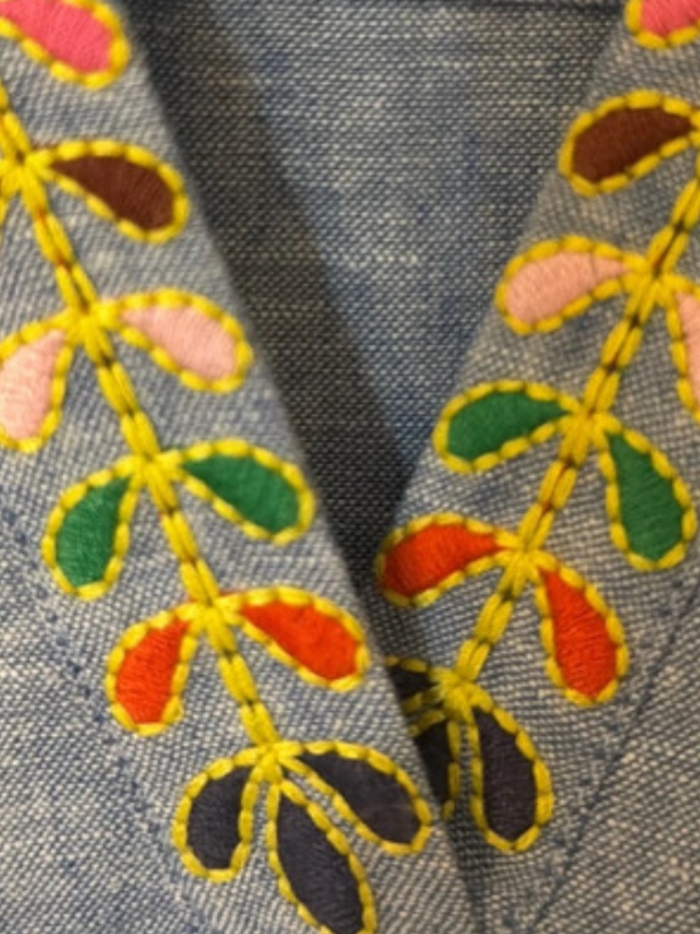 Boden Light Blue Chambray Midi Dress with Embroidered Trim - Picture 3 of 6